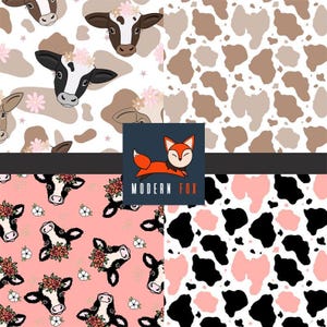 CW21-Flower Cow Fabric, Heifer Cow Fabric, Cows Fabric, Custom Printed Fabric by the Yard
