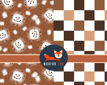 Snowman Holiday Christmas Fabric, Mash mellow Fabric, Hot chocolate, Latte Fabric, Vintage Christmas Fabric By The Yard (WNT238)