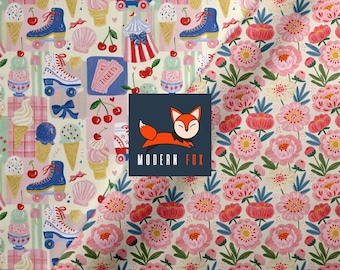 SKTBR5 - Ice Cream Roller Skate, Blush Peony Floral, Custom Printed Fabric