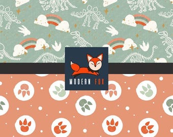 DINO55 - Dinosaur, Dino Dinosaurs Pattern, Custom Printed Fabric, By The Yard