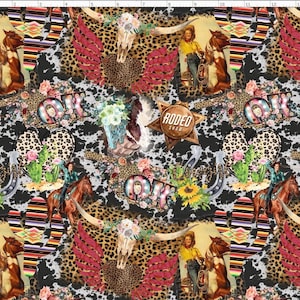 RDO1 - Cow Girl Fabric,  Cowboy Fabric , South Western Fabric, Cowgirl, Rodeo Fabric