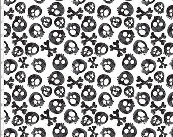 HAL240 - Skull Fabric By The Yard, Halloween Skeleton Fabric, Sugar Skulls Fabric, Custom Print Fabric