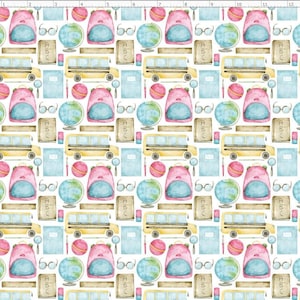 Back to School Fabric, Kids Novelty Fabric By The Yard, School Supplies Fabric, School Pattern Fabric (BTS38)