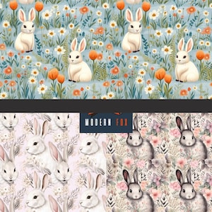 ET151 - Woodland Bunny, Easter eggs, Easter Fabric, Custom Printed Fabric by the Yard