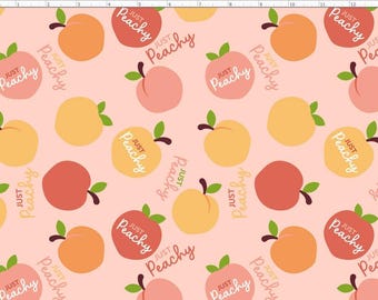 PCH3 - Just Peachy Fabric, Peaches Fabric, Summer Fabric, Fruit Fabric, Custom Printed Fabric By The Yard