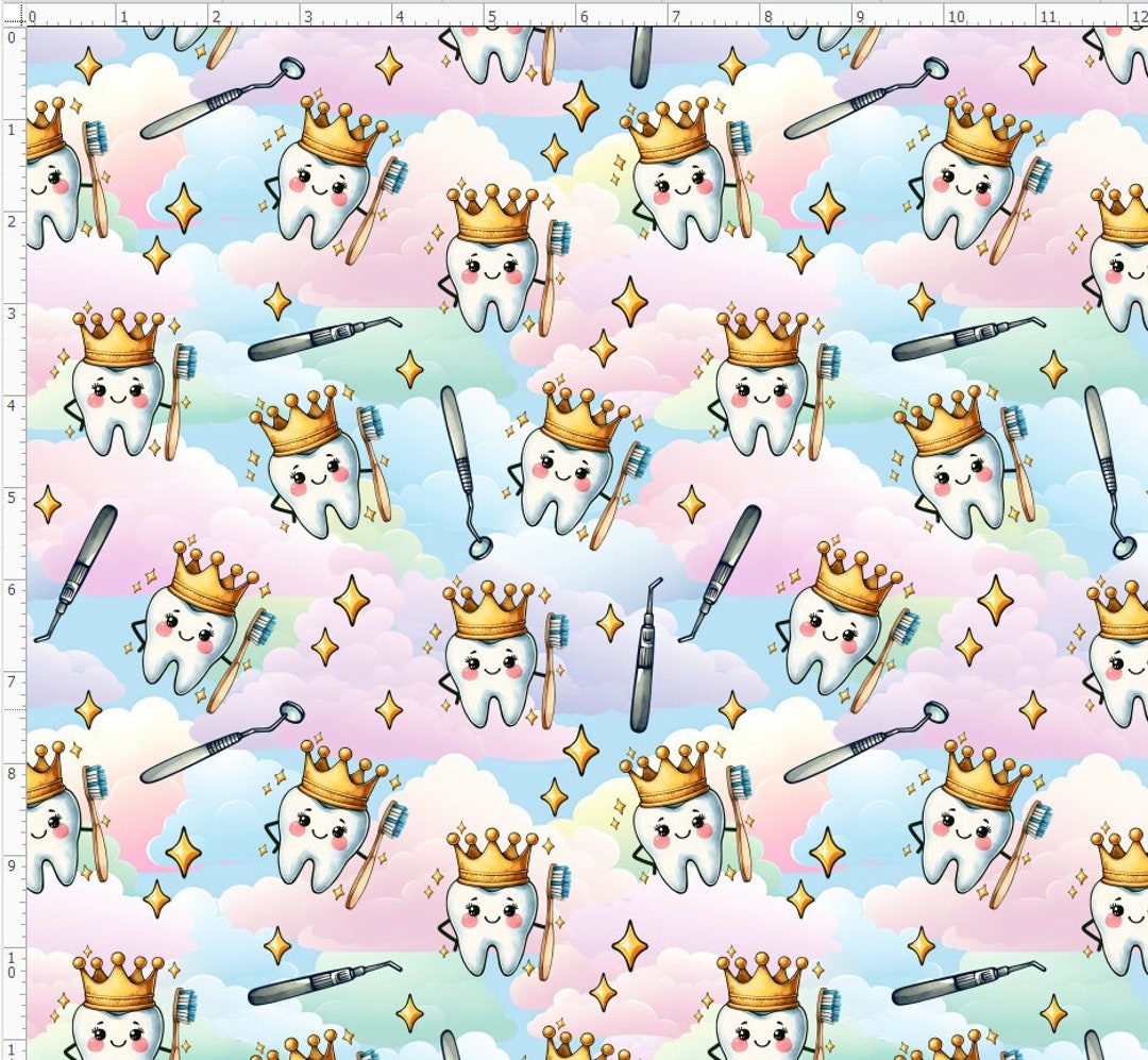 MED49 Tooth Fairy, Dental Fabric, Health Care Fabric, Health Fabric