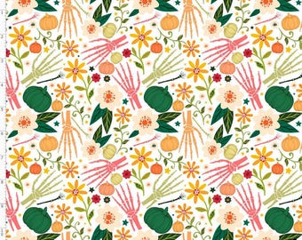 Halloween Ghost Hands and Flowers, Custom Print Fabric (HAL208A)