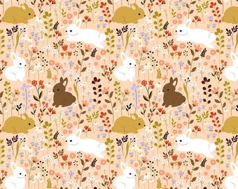 Woodland Forest Fabric, Cute animals Fabric, Bunny, woodland animal fabric, Custom Printed Fabric By the Yard (WDL18)