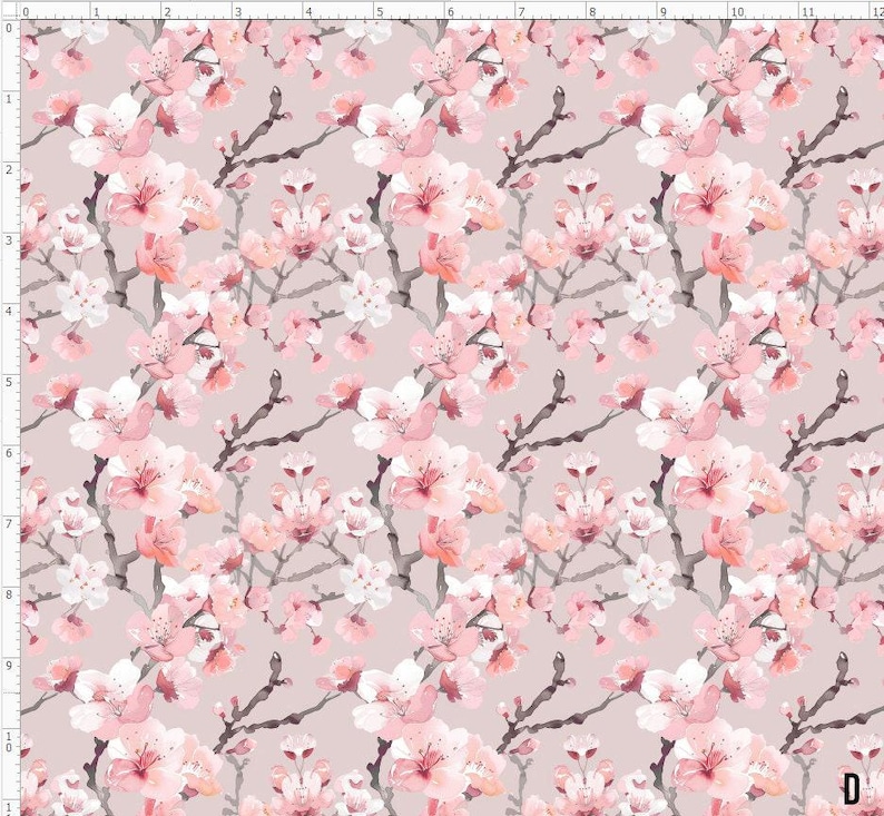 FLW284 - Cherry Blossom Pattern Fabric, Sakura Pattern Fabric, Pink Flower Fabric, Custom Printed Fabric by The Yard D
