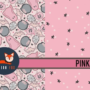 Pink Halloween Fabric By The Yard, Pink ghost Fabric, Cute Halloween Fabric, Custom Printed Fabric By The Yard (HAL166)