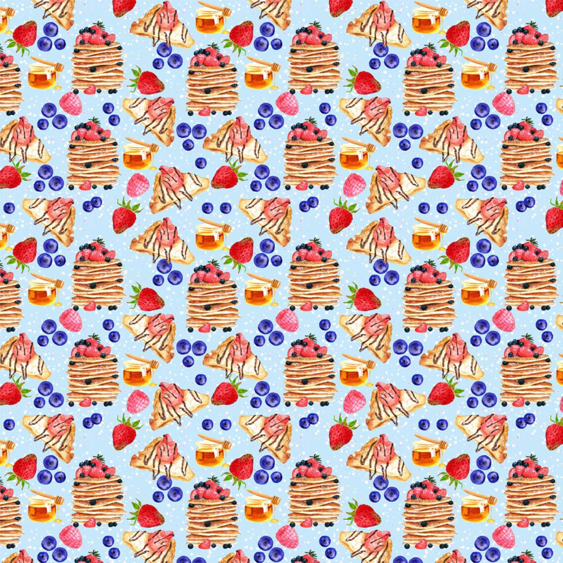 Pancake Sweets Pattern Fabric Pancake Fabric Breakfast - Etsy