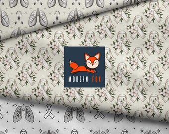 AWAR48 - Lung Cancer Awareness Fabric, Ribbons, Custom Printed Fabric