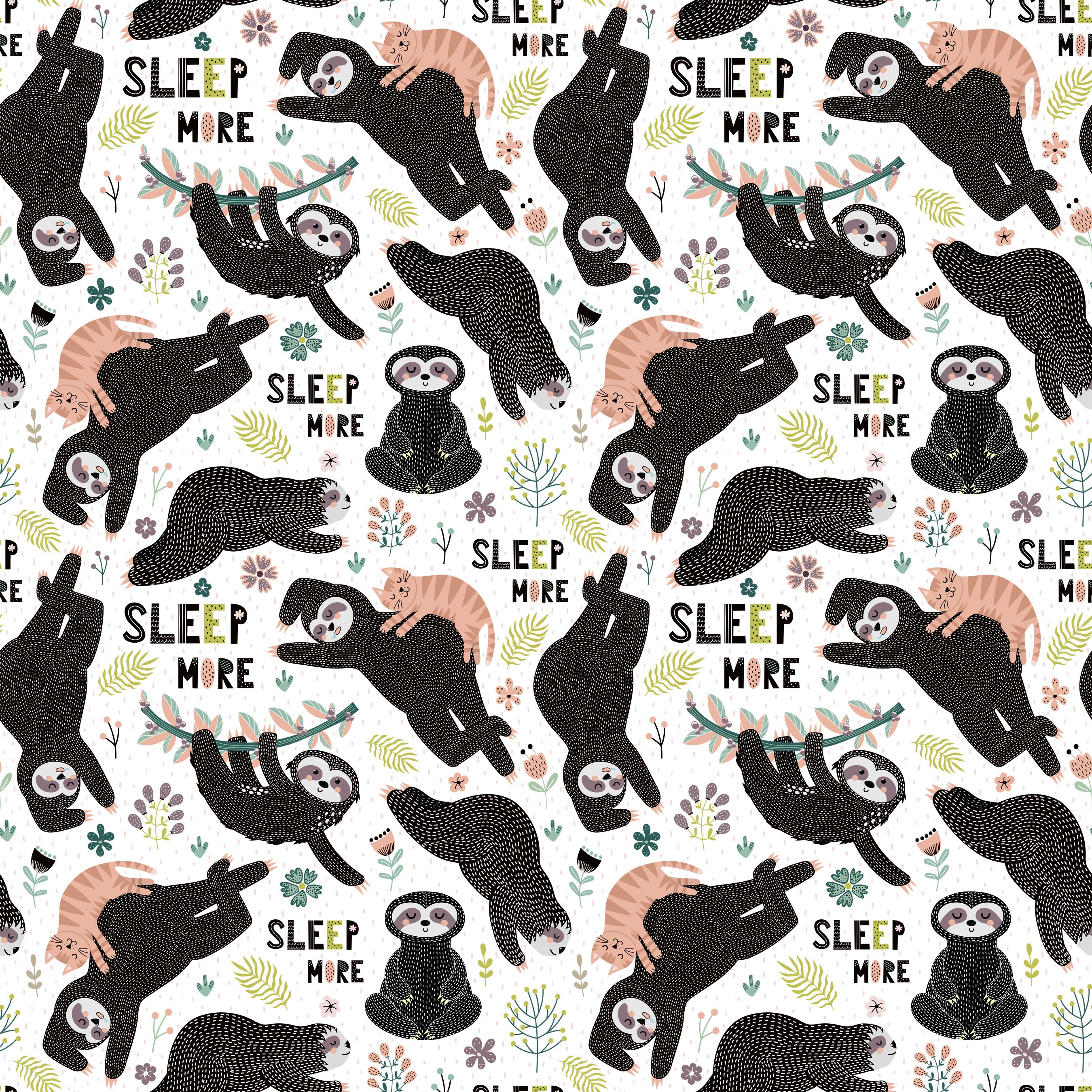 Sloth Fabric by the Yard. Sloth Wild Animal Jungle Pattern | Etsy