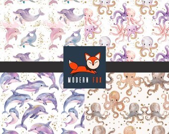 SLF14 - Shark, Sea Life Fabric, Ocean Life Pattern, Custom Printed Fabric By The Yard