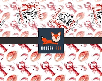 CRWF1 - Feed Me Crawfish and Tell Me I'm Pretty, Crawfish Mardi Gras, Celebration fabric, Party Fabric, Custom Print Fabric By The Yard