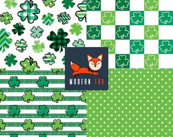 STP22 - Lucky, Four Leaf Clover, Shamrock, St. Patrick's Day Fabric, St. Patrick's Fabric, Custom Printed Fabric By The Yard