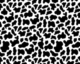CP1-BLK Cow Printed Fabric - Black and White Cow Fabric, Cattle Print Fabric, Ox Print Fabric, Bull Fabric, Custom Printed Fabric