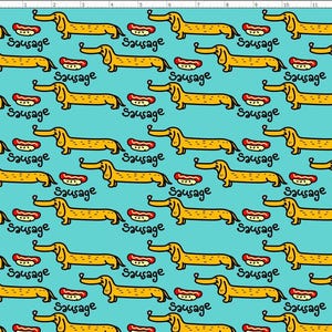 DG53 - Adorable Dachshund Dog Fabric by the Yard, Dachshund Puppies, Pet Fabric, Fabric By the yard