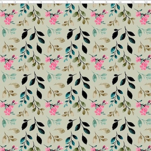 Floral Print Fabric, Flower Pattern. Leaf Fabric, Custom Printed Fabric By The Yard (FLW139)