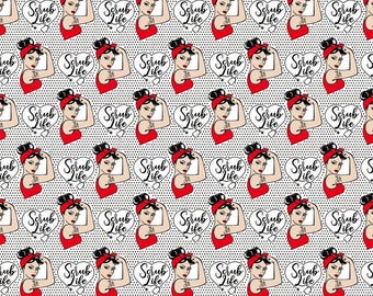 Scrub Life Fabric, Nurse Fabric, Medical Fabric, Health Care Fabric, Health Fabric, Custom Printed Fabric (NLF6)