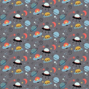 Planets, Outer Space, Solar System, Galaxy Fabric, 100% Organic Interlock Knit cotton, Kona Cotton, Cotton Spandex Jersey Knit (GLX4)