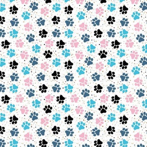 Paws Fabric - Paw Prints Pets Dogs Cats Animals Tracks Cotton Fabric By the yard (PW5)