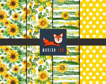 SFLW34 - Sunflower Fabric, Yellow Sunflowers Fabric Pattern, Custom Printed Fabric By the yard