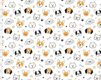 Dog Life Fabric, Cute Dog Fabric, Custom Printed Fabric (DG45)