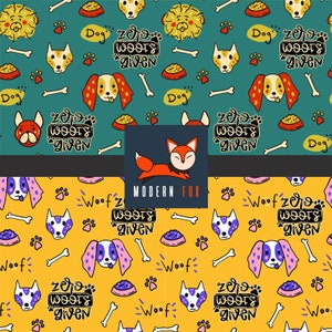 Zero Woofs Given, Cute Animal Fabric, Cute Dog Fabric, Custom Printed Fabric (DG35)