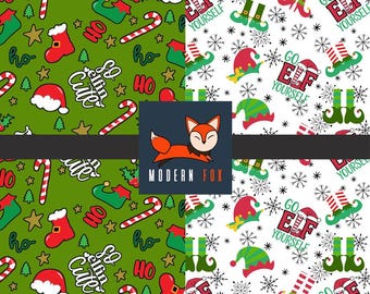 WNT438 - So Elfin Cute, Go Elf Yourself, Winter Fabric, Cozy Christmas Pajamas, Custom Printed Fabric