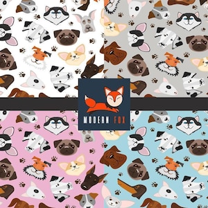 Cute dog Fabric by the Yard, Dog Fabric, Cute Puppies Fabric By the yard (DG32)