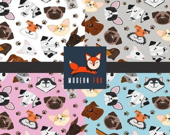 Cute dog Fabric by the Yard, Dog Fabric, Cute Puppies Fabric By the yard (DG32)