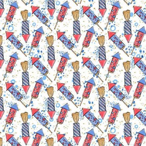 4th July Fabric, Patriotic Fire Cracker Fabric, USA Patriotic Fabric, Firecracker Fabric by the Yard (ID31)