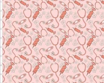 MED42 - BOHO Medical Fabric, Nurse Fabric, Health Care Fabric, Health Fabric, Medical Theme Fabric, Custom Printed Fabric By The Yard