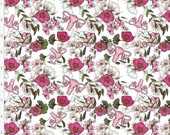 female reproductive system Fabric, Feminine gynecology Fabric By the yard, Uterus Fabric Custom Print Fabric (AWAR25)