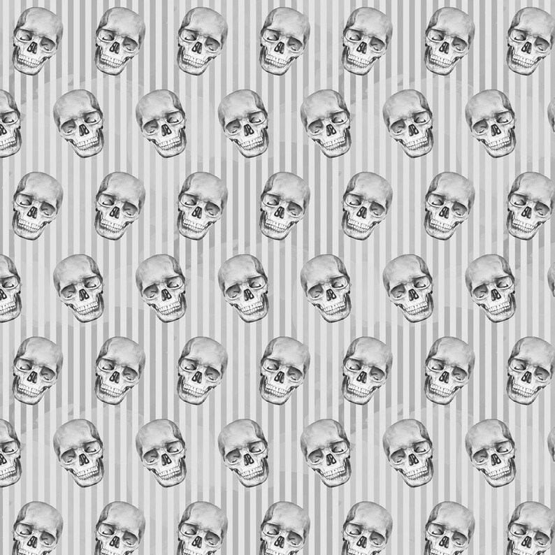Skull Fabric by the Yard Halloween Skull Custom Print Fabric Etsy