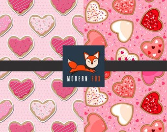 VAL162 - Heart Fabric, Valentine Heart Fabric, Valentines Hearts Cookies Fabric By The Yard