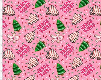 WNT346 - Christmas Cookies Fabric, Christmas Cakes Snack Squad Fabric, Cookies For Santa Fabric, Custom Printed Fabric By The Yard