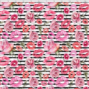 VAL104 - Lips Fabric, Valentine Fabric, Kisses, XOXO , Fabric By The Yard, Custom Print Fabric