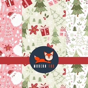Holiday Christmas Fabric, Winter Fabric, Pink Christmas Fabric, Custom Printed Fabric (WNT256) image 1