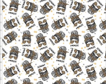 Mother's Day Fabric, Celebration fabric, MOMLIFE Fabric, Custom Print Fabric, Fabric By The Yard (MOM7)