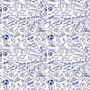 Back to School Kids Novelty Cotton Fabric By The Yard, School Supplies Fabric, School Pattern Fabric (BTS2)