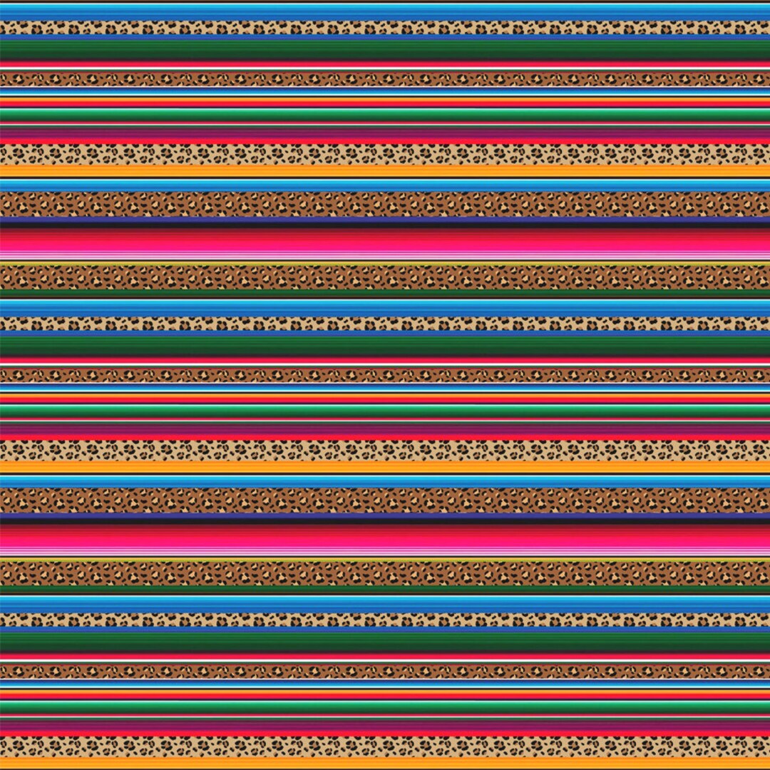 Colorful Serape Fabric, Mexican Pattern Fabric, Serape Leopard Stripes