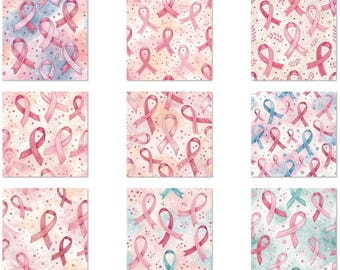 BCA20 - Cancer Support Floral Ribbon Fabric, World Cancer Awareness Fabric By the yard, Custom Print Fabric
