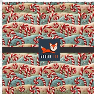 WNT337 - Christmas Peppermint Candy Canes Fabric, Holidays Fabric, Custom Printed Fabric By The Yard (Printed to Simulate 3D, Not Actual 3D)
