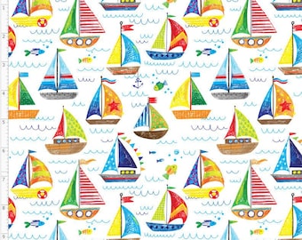 Sailboats, Custom Printed Fabric By the yard (SALB1)