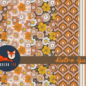 Retro Garden Fabric,  Retro Flower Pattern Fabric, Retro Vibe, floral Fabric, Custom Printed Fabric by The Yard (FLW155)