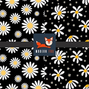 Floral Fabric,  Daisy Flower Pattern Fabric, Wild Daisy Fabric, Custom Printed Fabric by The Yard (FLW239)
