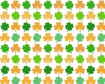 STP12 - Lucky, Four Leaf Clover, Shamrock, St. Patrick's Day Fabric, St. Patrick's Fabric, Custom Printed Fabric By The Yard