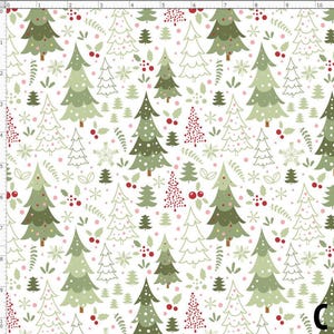 Holiday Christmas Fabric, Winter Fabric, Pink Christmas Fabric, Custom Printed Fabric (WNT256) White